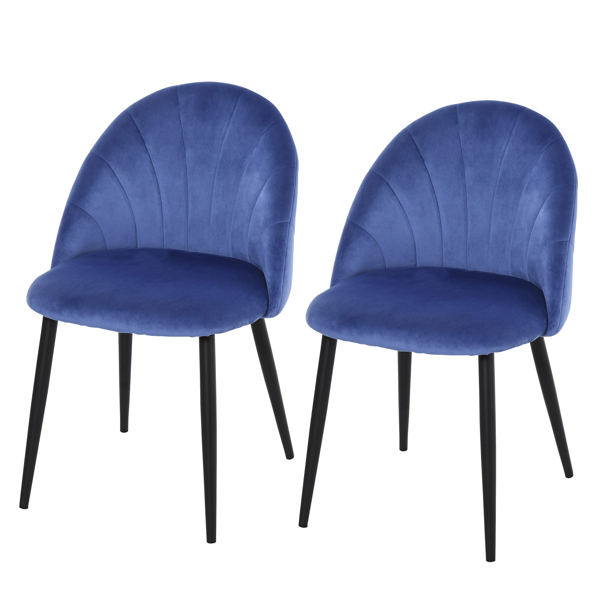 Homcom Σετ 2 καρέκλες τραπεζαρίας με ταπετσαρία Nordic Design σε μεταλλικό και μπλε βελούδο