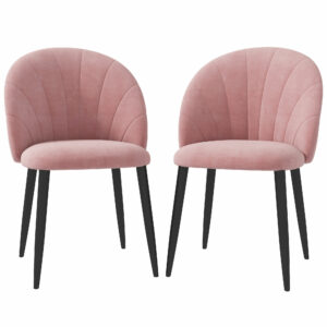 HOMCOM Σετ 2 καρέκλες τραπεζαρίας με επένδυση Nordic style σε μέταλλο και βελούδο