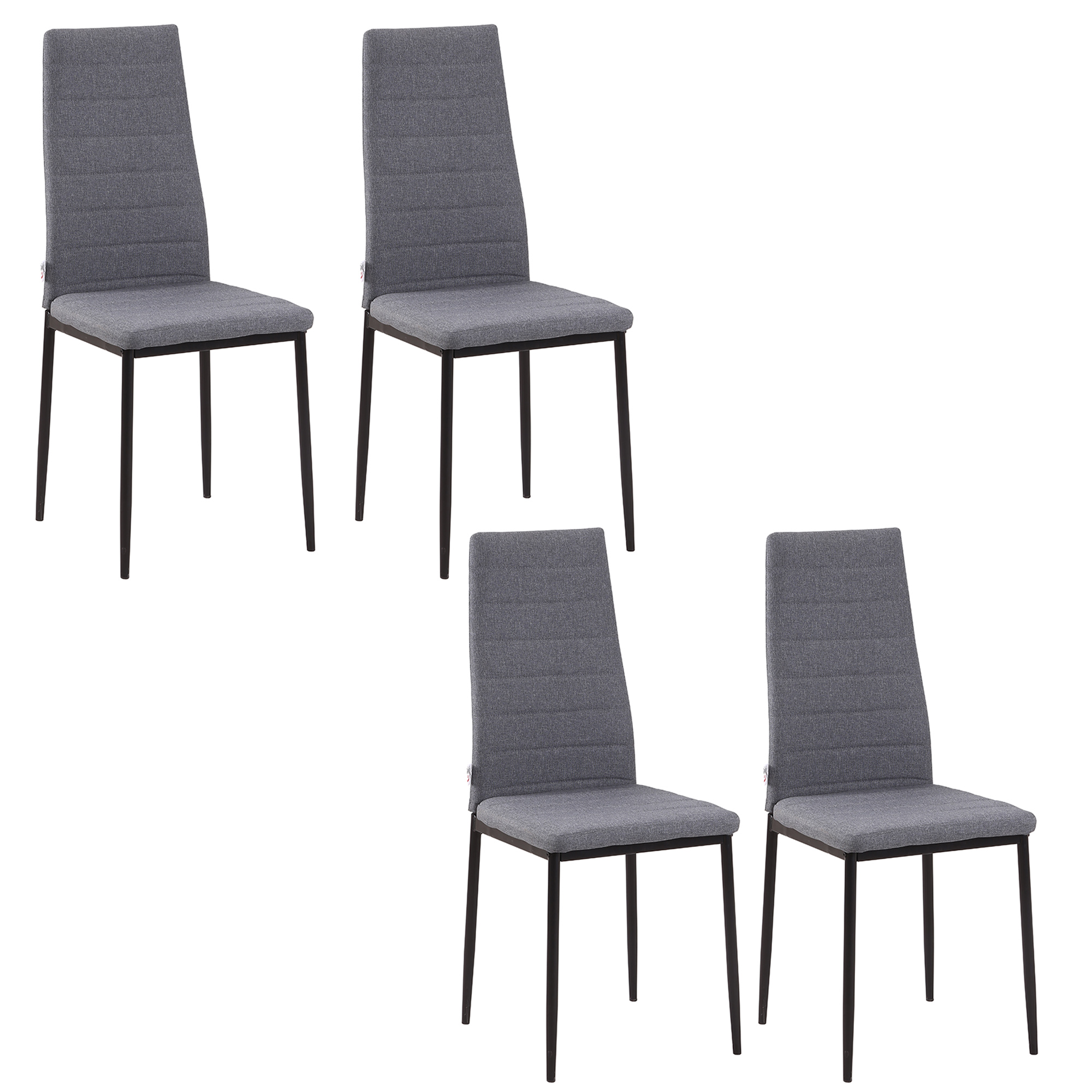 Σετ Μεταλλικές Καρέκλες με Υφασμάτινη Επένδυση 41 x 50 x 97 cm 4 τμχ Χρώματος Γκρι HOMCOM 835-483V01GY