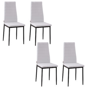 Σετ Μεταλλικές Καρέκλες με Υφασμάτινη Επένδυση 41 x 50 x 97 cm 4 τμχ Χρώματος Λευκό HOMCOM 835-483V01WT