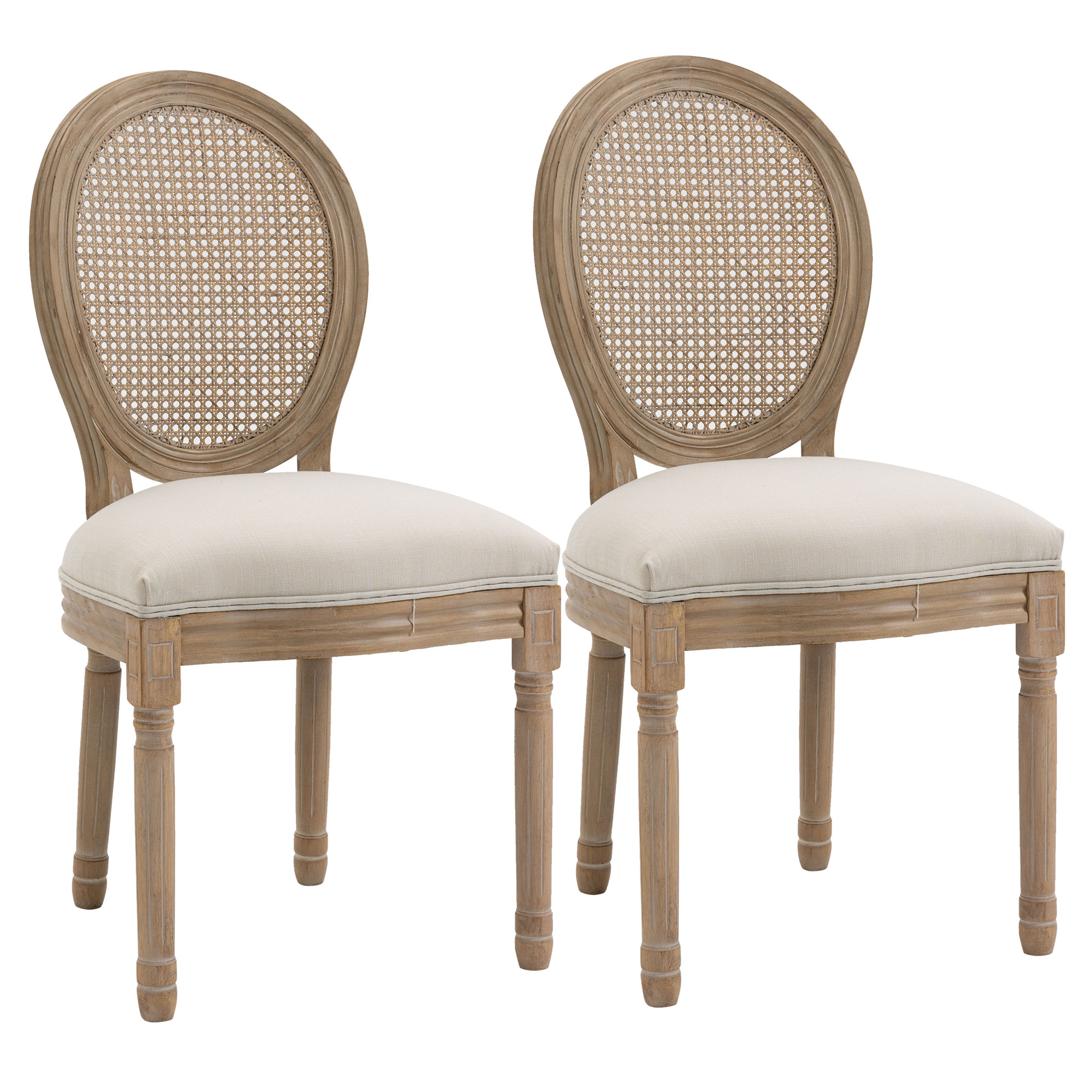 HOMCOM Σετ 2 καρέκλες σαλονιού σε στυλ Vintage με διάτρητη πλάτη