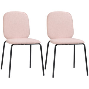 Σετ HOMCOM με 2 υφασμάτινες καρέκλες τραπεζαρίας με επένδυση και στοιβαζόμενες καρέκλες με ατσάλινα πόδια
