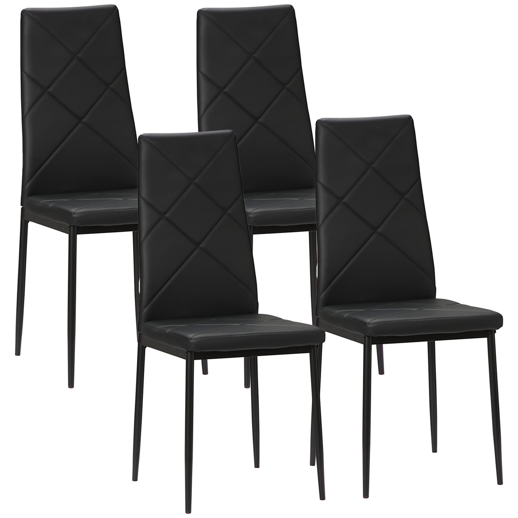 HOMCOM Σετ 4 καρέκλες τραπεζαρίας με ψηλή πλάτη από συνθετικό δέρμα και ατσάλι