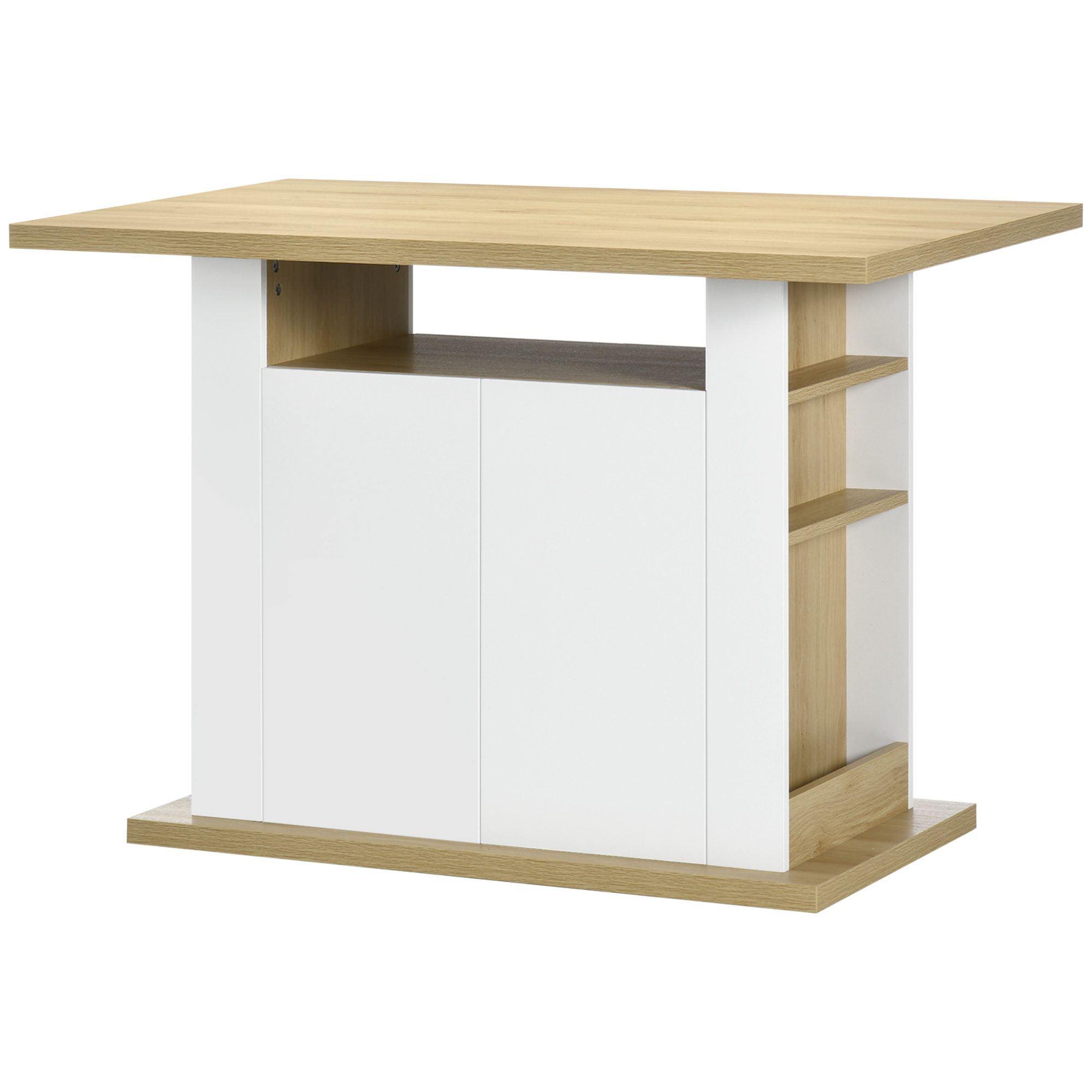 HOMCOM Kitchen Island για 4-6 άτομα με ντουλάπια και ανοιχτά ράφια