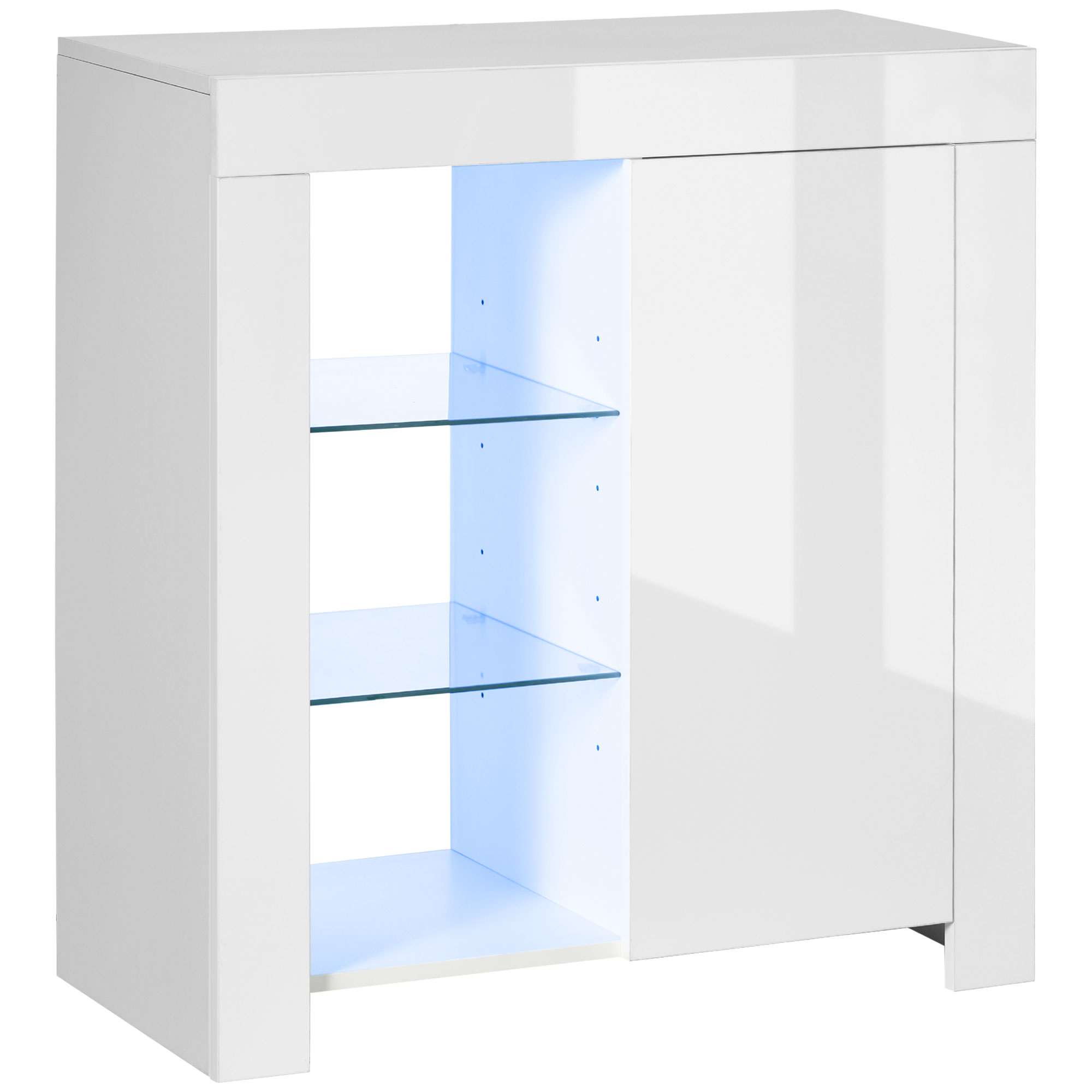 HOMCOM Λευκό μοριοσανίδα και μεταλλικό ντουλάπι σαλονιού με μπλε φώτα LED