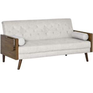 HOMCOM Μονός Καναπές-Κρεβάτι με Πλαϊνά Ράφια