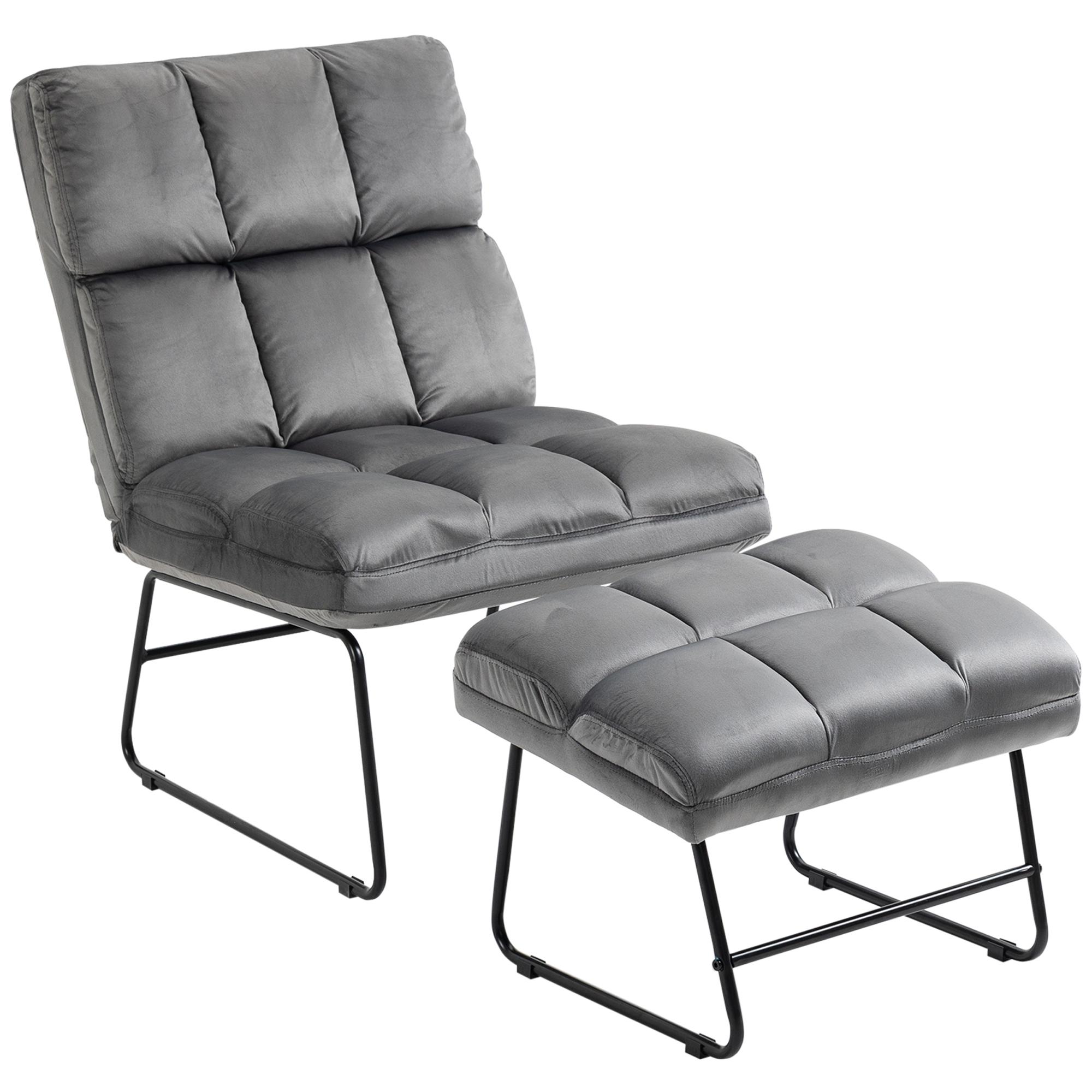 HOMCOM Επενδυμένη καρέκλα με ασορτί υποπόδιο για σαλόνι