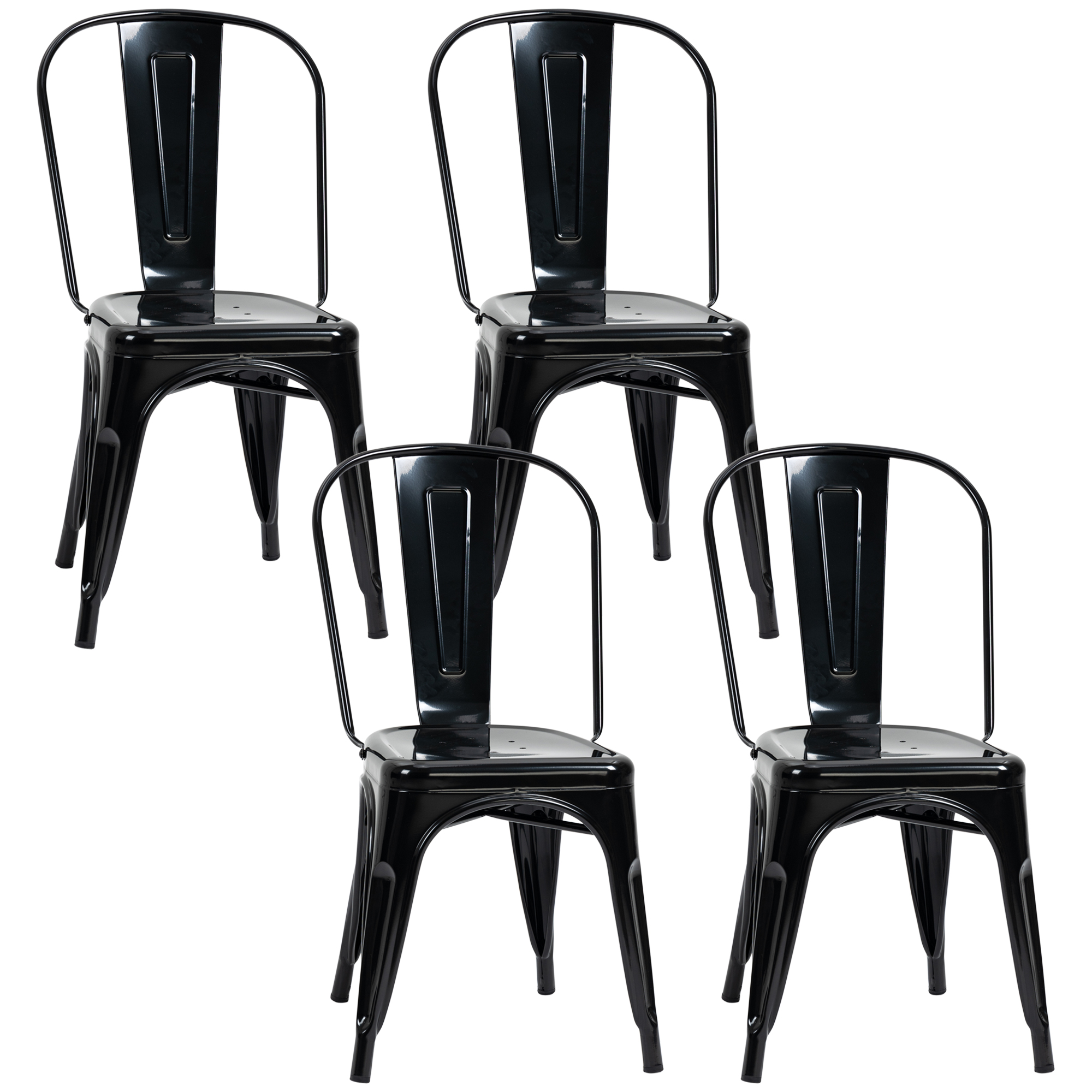 HOMCOM Σετ με 4 στοιβαζόμενες καρέκλες κουζίνας βιομηχανικού στυλ