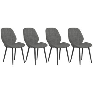 HOMCOM Σετ 4 καρέκλες κουζίνας σε γκρι ύφασμα βελούδου εφέ με σχέδιο που εξοικονομεί χώρο