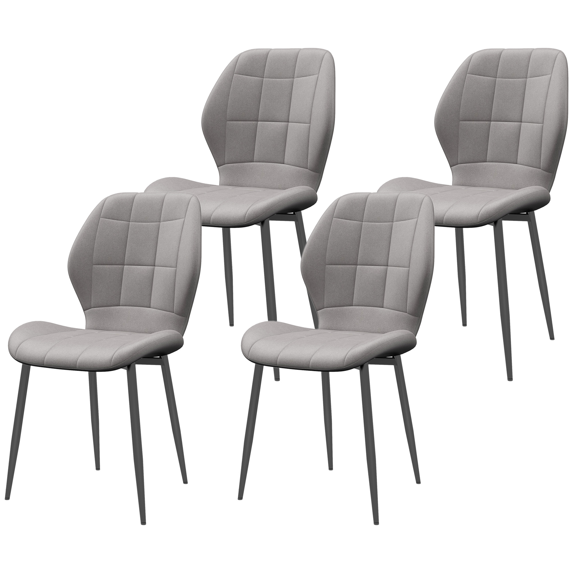 HOMCOM Σετ 4 μοντέρνες καρέκλες τραπεζαρίας για κουζίνα και σαλόνι με επένδυση φανέλας