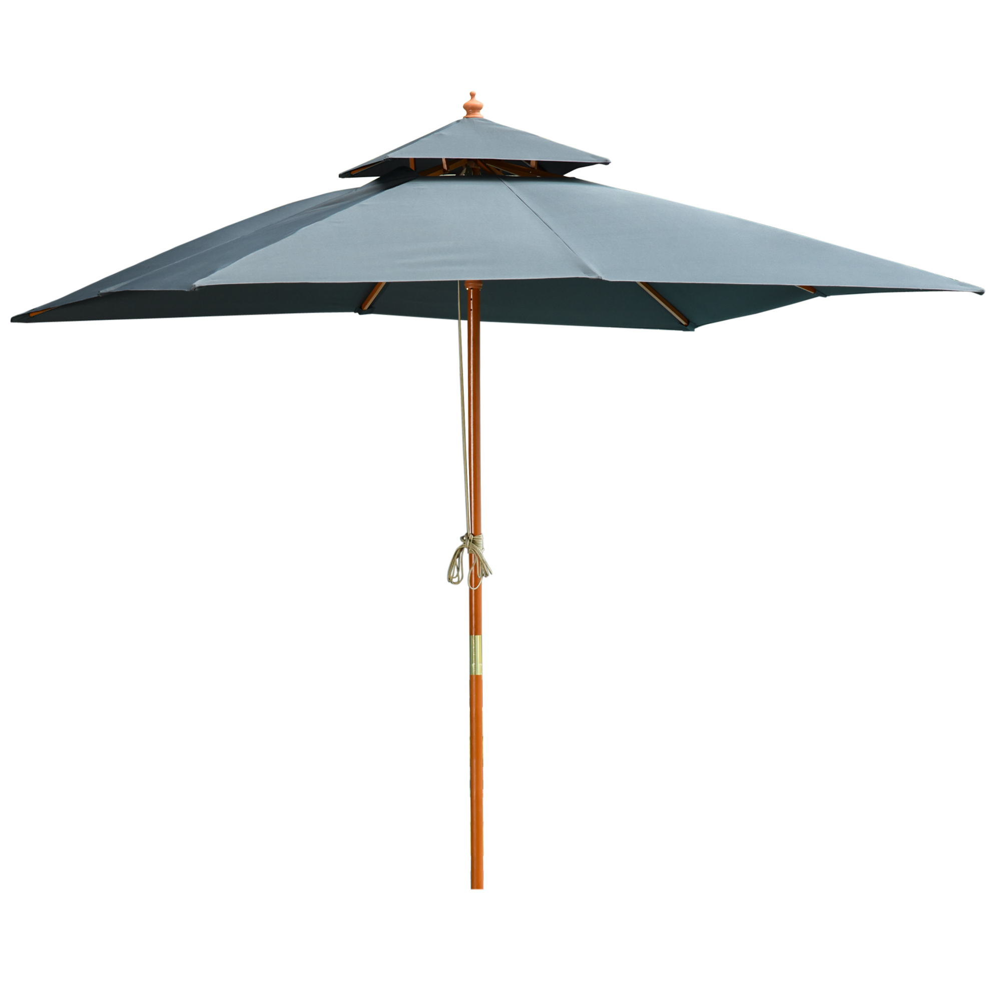Ομπρέλα Outsunny Garden 3x3m με 8 μπαστούνια μπαμπού και κάλυμμα αντηλιακού 2 επιπέδων