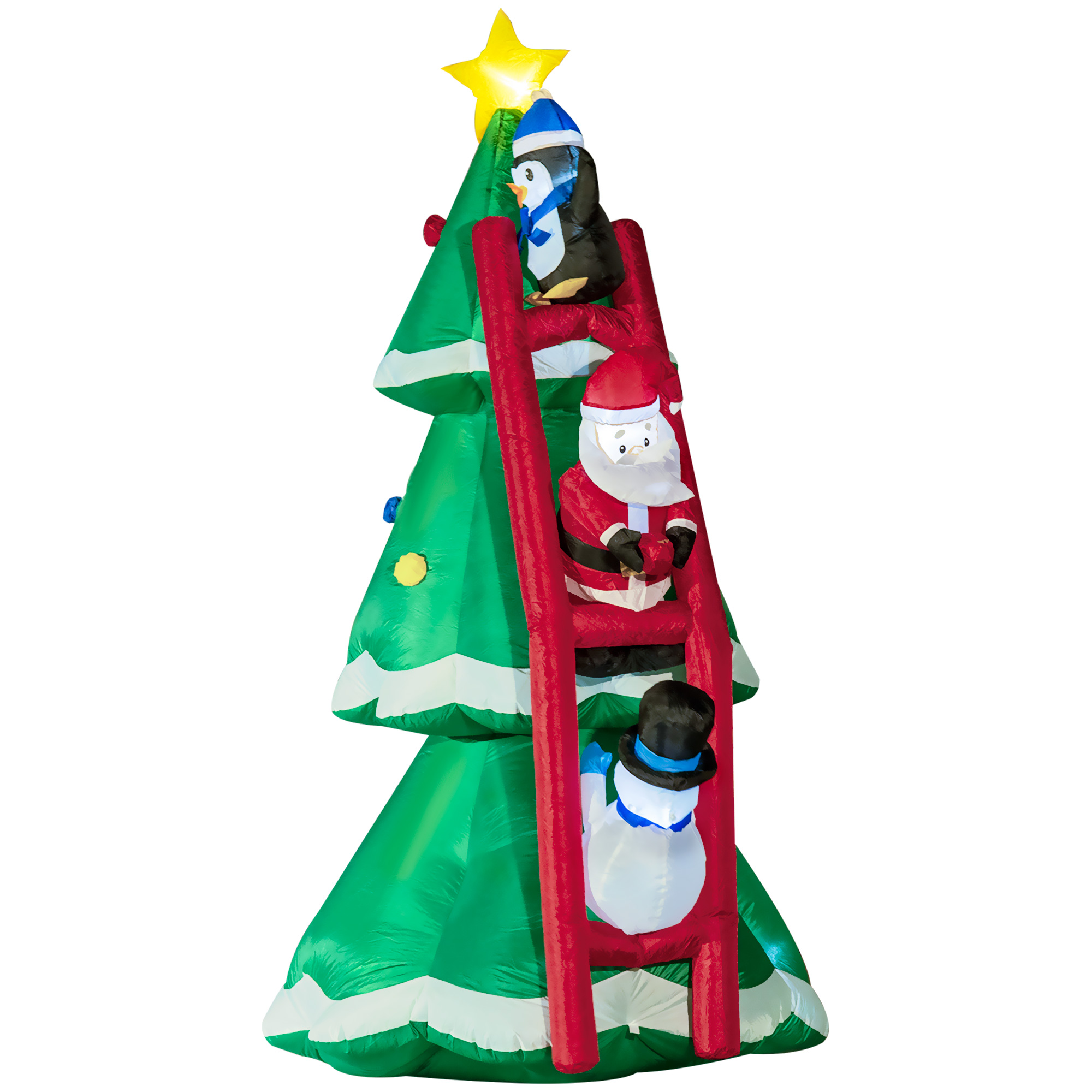 Φουσκωτό Χριστουγεννιάτικο Δέντρο Outsunny με Άγιο Βασίλη και φωτάκια LED