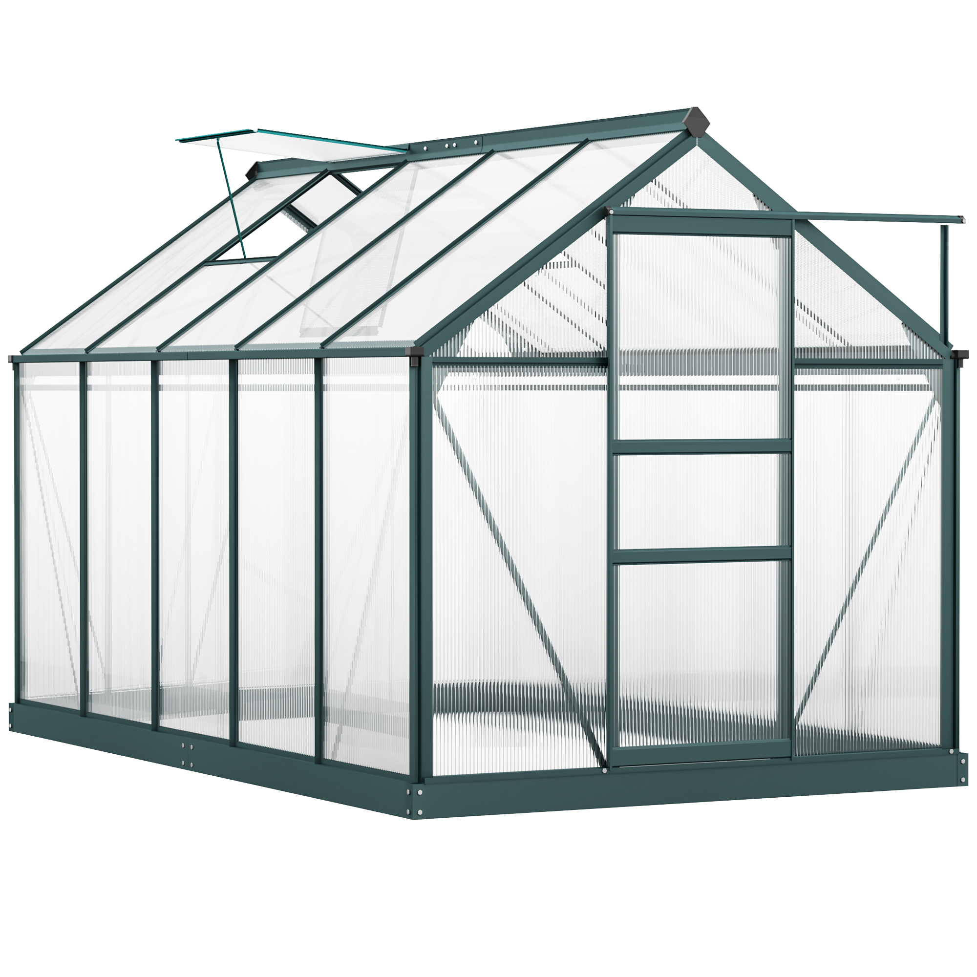 Outsunny 190x312x201cm Anti UV Polycarbonate Κήπος Θερμοκήπιο με Παράθυρο και Συρόμενη Πόρτα