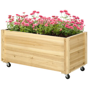 Outsunny Garden Planter με τρύπα αποστράγγισης και ρόδες