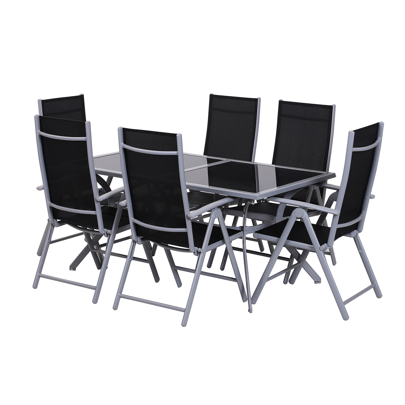 Τραπέζι εξωτερικού χώρου Outsunny με 6 πτυσσόμενες καρέκλες από αλουμίνιο και ύφασμα Texilene