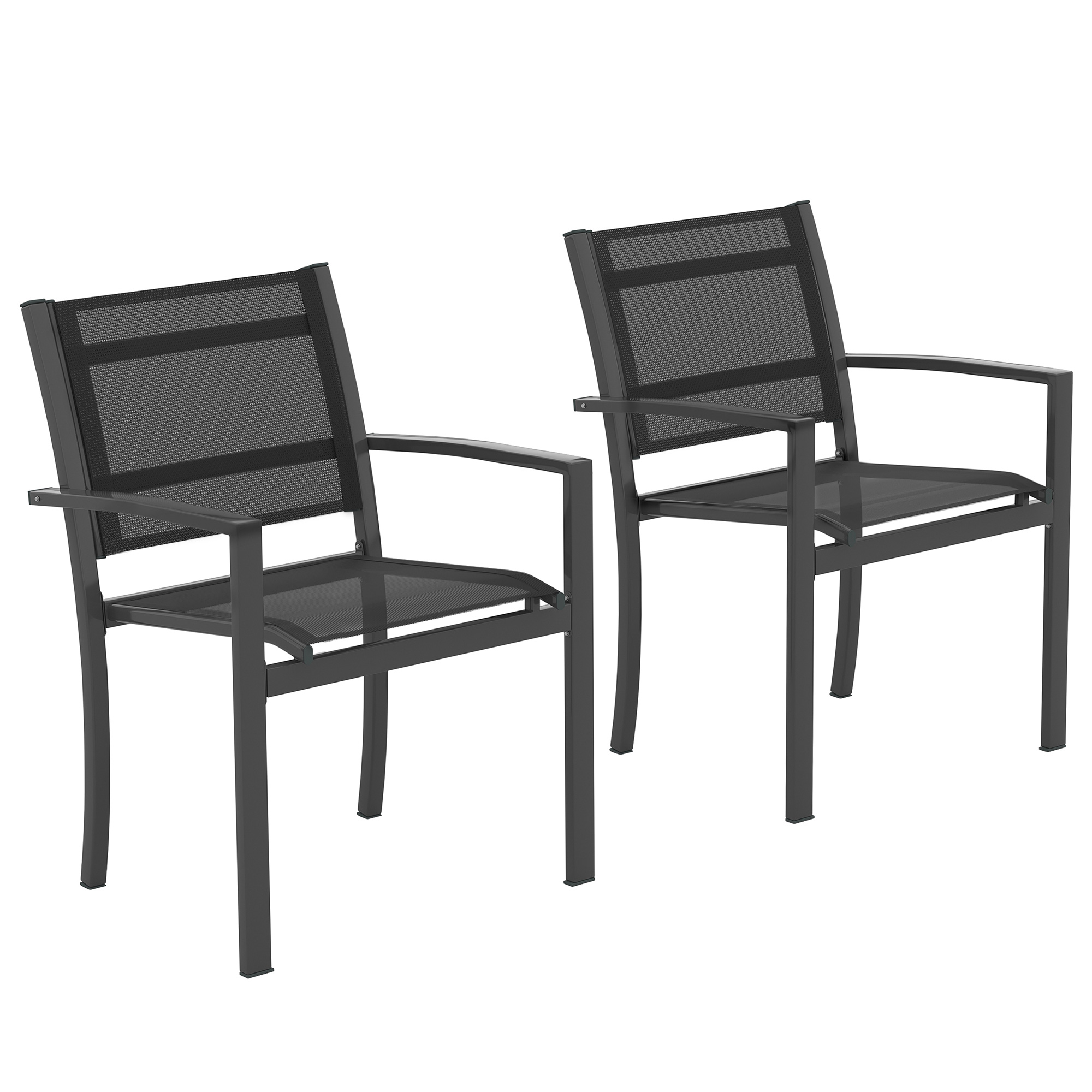 Outsunny Σετ 2 καρέκλες κήπου σε αναπνεύσιμο Texteline και Μαύρη Σιδερένια Δομή 64 x 58 x 87 cm