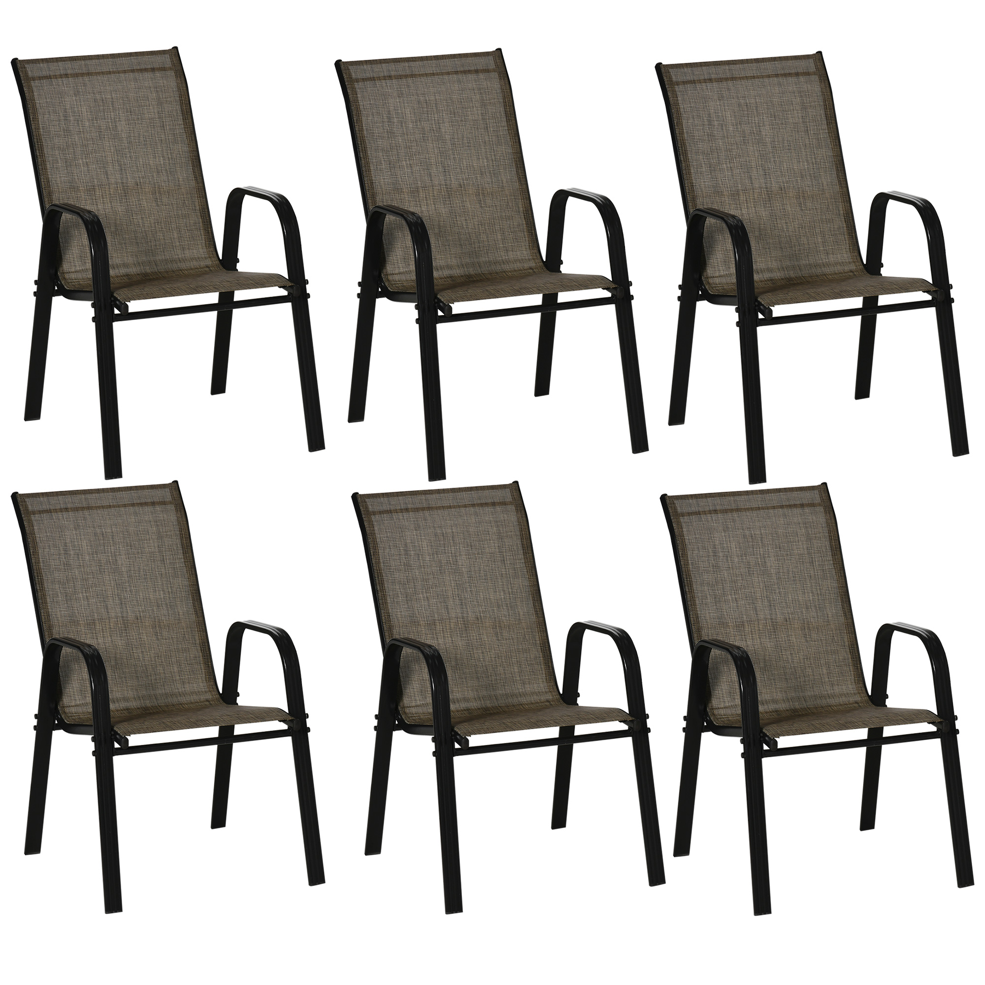 Outsunny Σετ 6 τεμαχίων Καρέκλες κήπου με μπράτσα