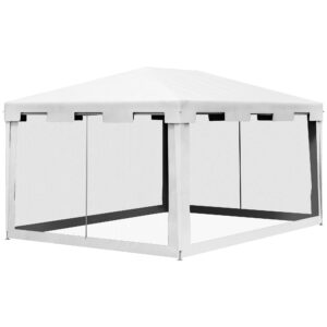 Outsunny Folding Garden Gazebo 4x3 m με κουνουπιέρα και 2 εισόδους