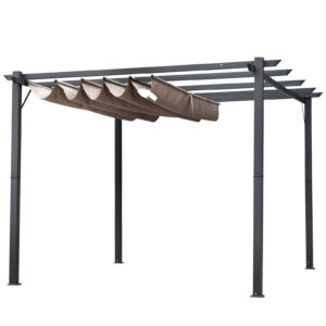 Outsunny Garden Pergola 3x3 m με αναδιπλούμενη Anti-UV οροφή και πλαίσιο αλουμινίου