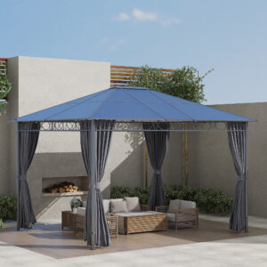 6x3m Garden Gazebo με Anti UV Polycarbonate Roof και κουρτίνες