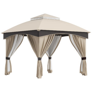 Outsunny 3x3m Steel Garden Gazebo με διπλό κουβούκλιο