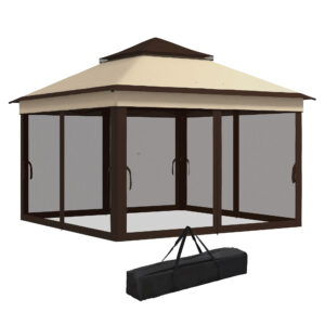 Outsunny Gazebo 3x3 ρυθμιζόμενο σε 3 επίπεδα με αφαιρούμενους τοίχους