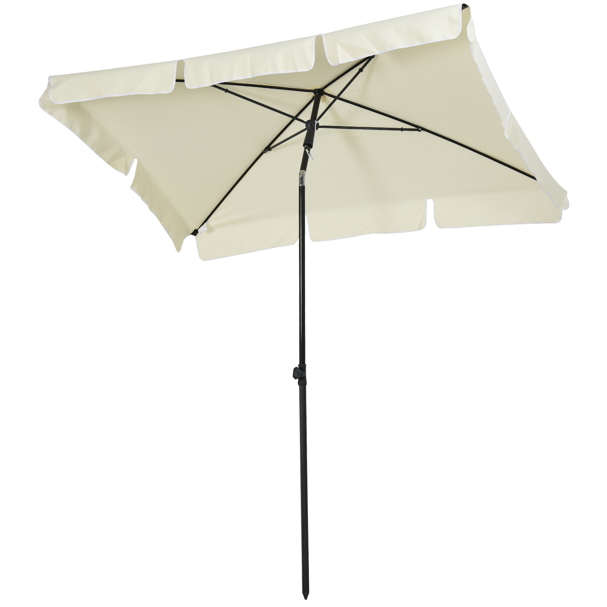 Ομπρέλα ομπρέλας Outsunny ορθογώνια με ανακλινόμενο κοντάρι από κρεμ πολυεστέρα