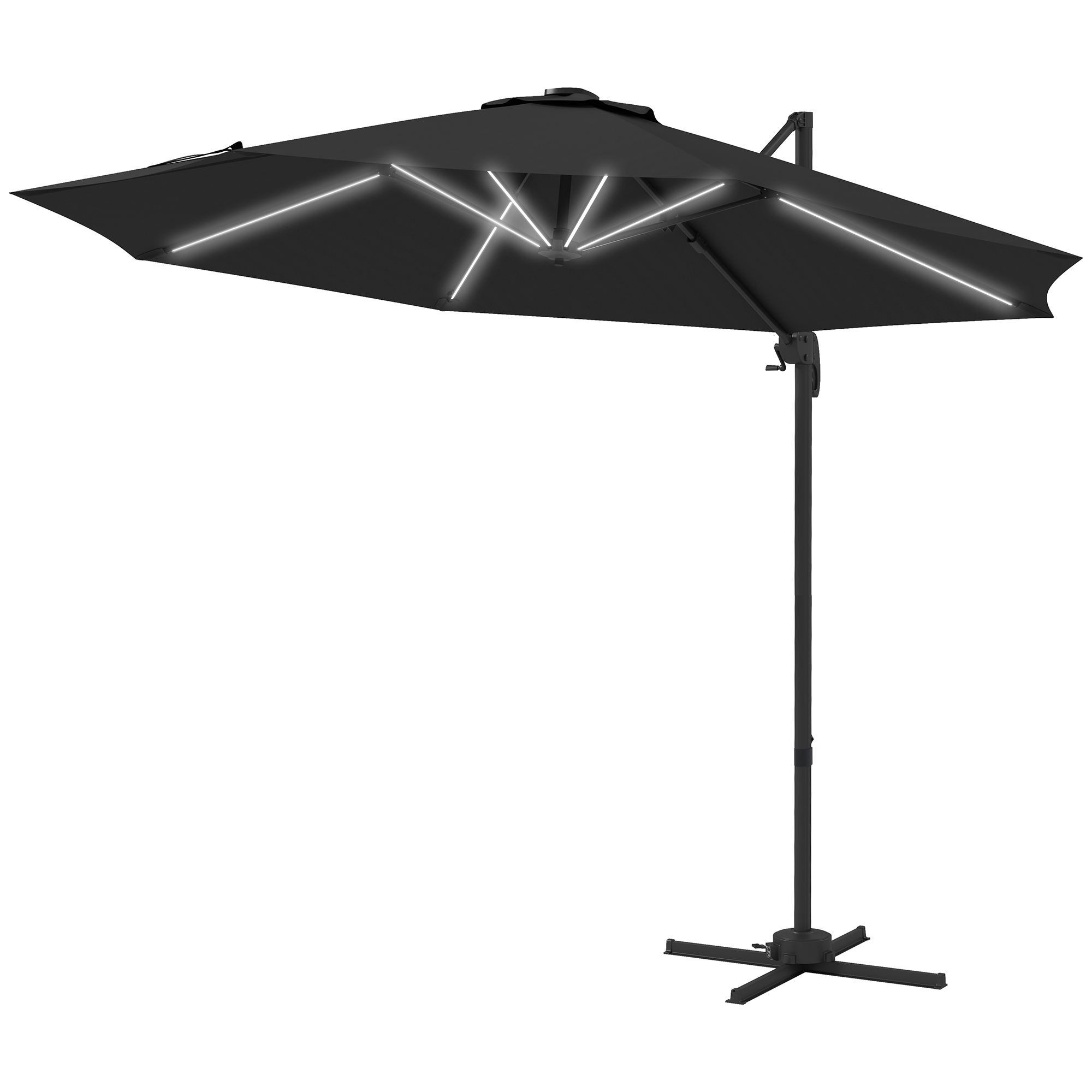 Outsunny ομπρέλα εξωτερικού χώρου με φώτα LED και ρυθμιζόμενη γωνία