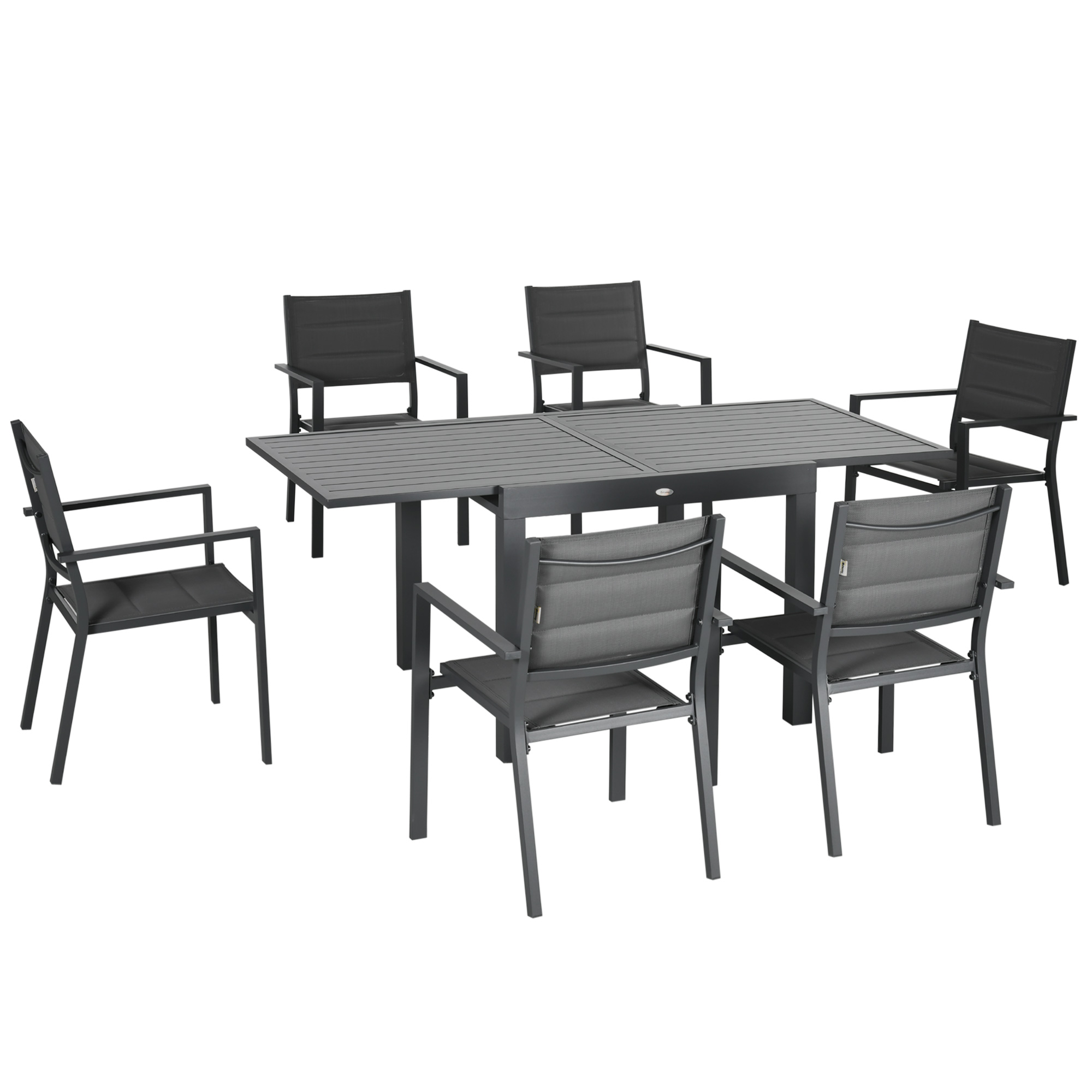 Σετ κήπου Outsunny με επεκτάσιμο τραπέζι αλουμινίου και 6 καρέκλες με αναπνεύσιμο κάθισμα