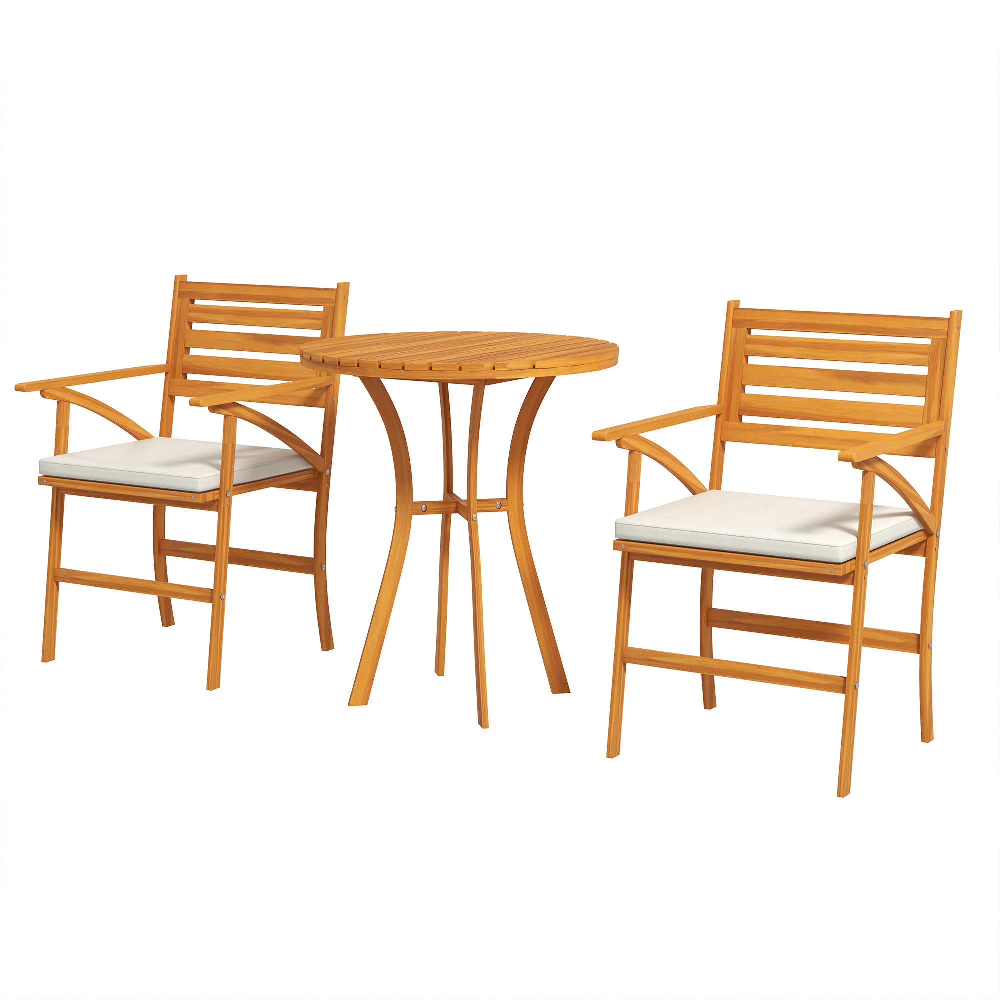 Outsunny σετ κήπου 3 τεμαχίων από ξύλο πεύκου με στρογγυλό τραπέζι Ø68x78 cm και 2 καρέκλες 55x52x87