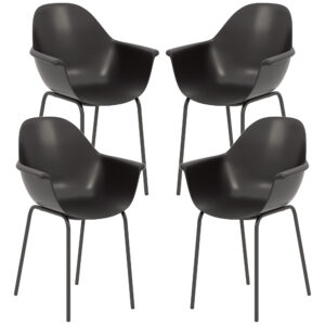 Outsunny Σετ με 4 στοιβαζόμενες πλαστικές καρέκλες με αντιολισθητικά πόδια