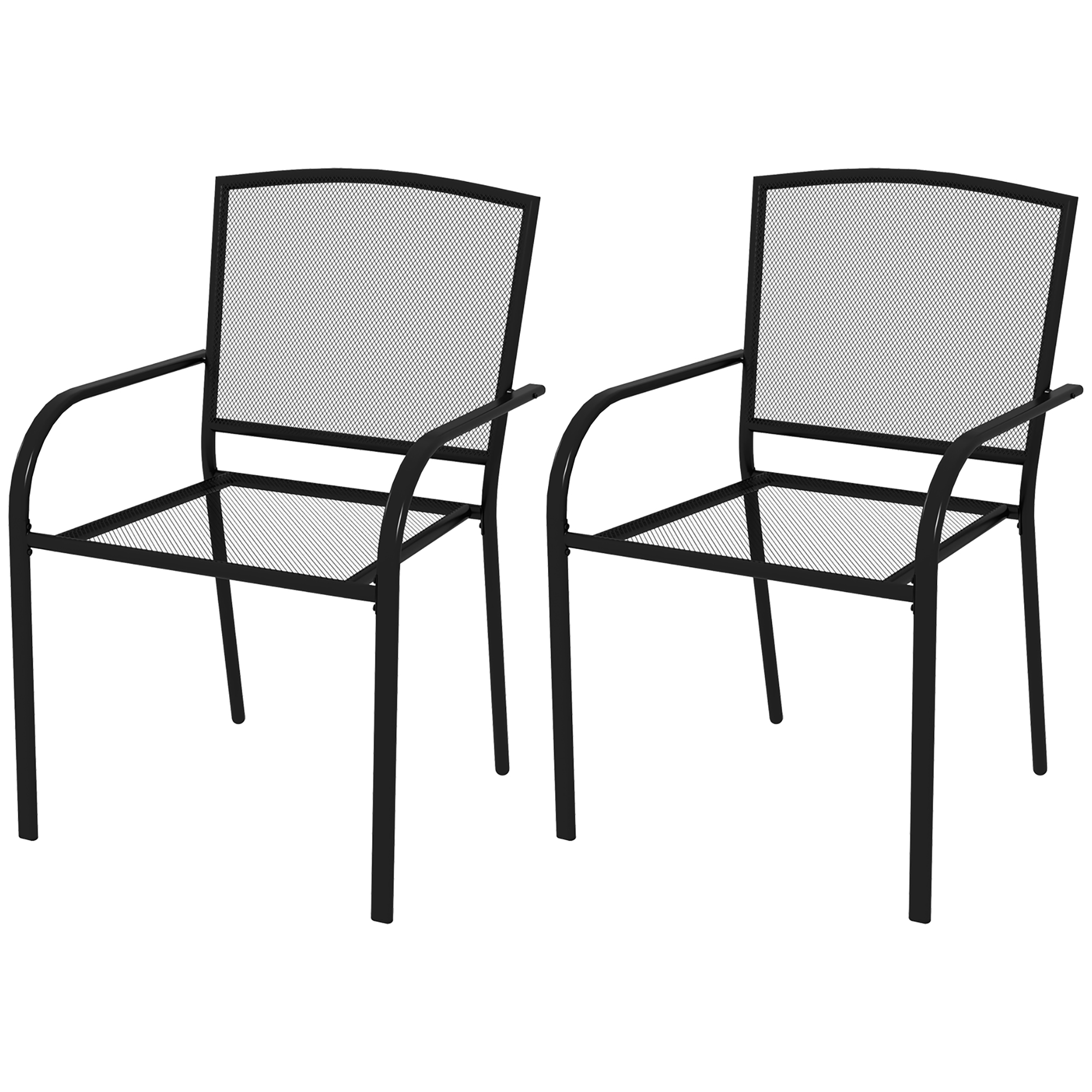 Σετ 2 στοιβαζόμενες καρέκλες κήπου που εξοικονομούν χώρο με μπράτσα σε ατσάλι