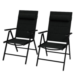 Outsunny Σετ 2 Πτυσσόμενες Καρέκλες με Ανακλινόμενη Πλάτη και Προσκέφαλο