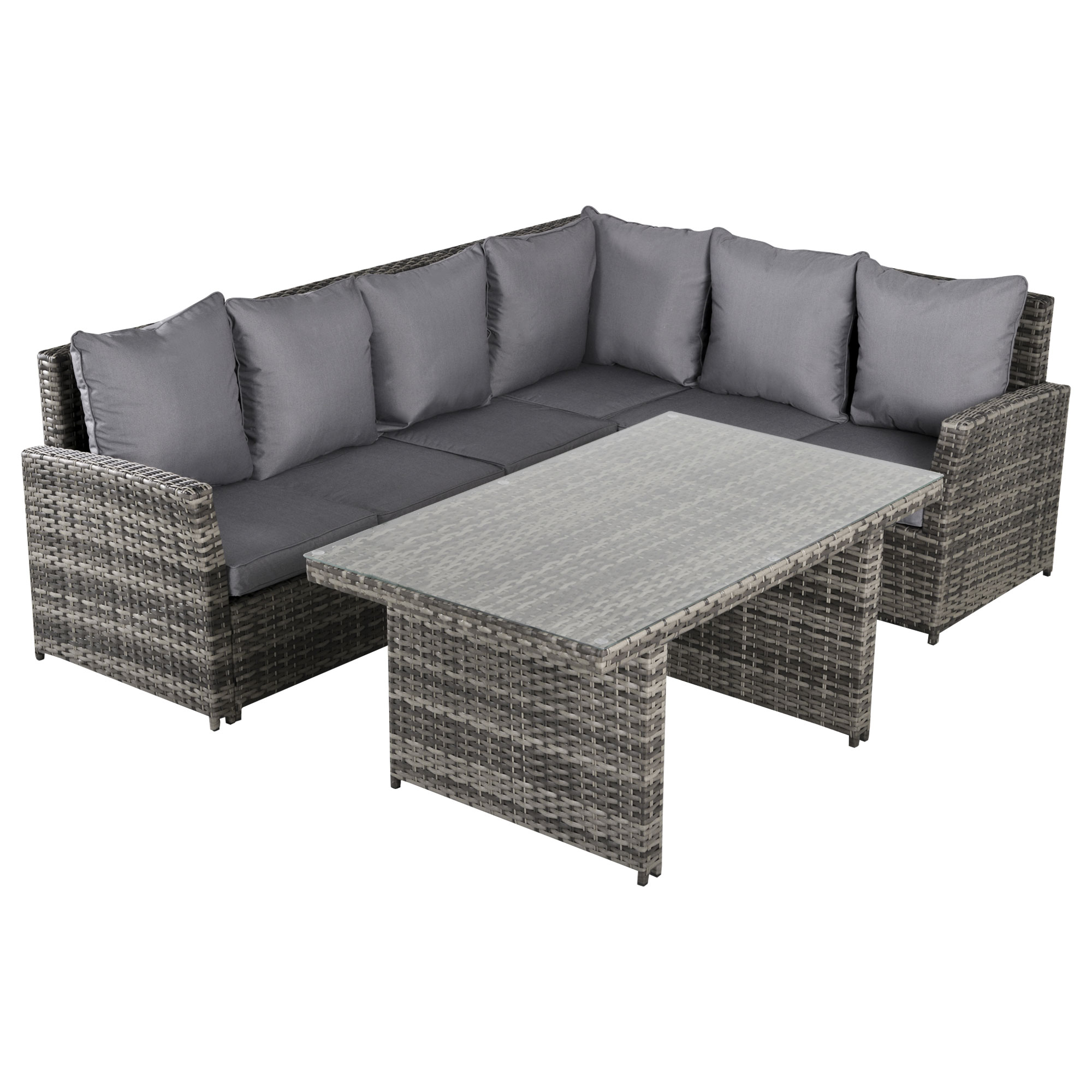 Outsunny Garden Lounge με 2 καναπέδες και τραπέζι σε PE Rattan Grey