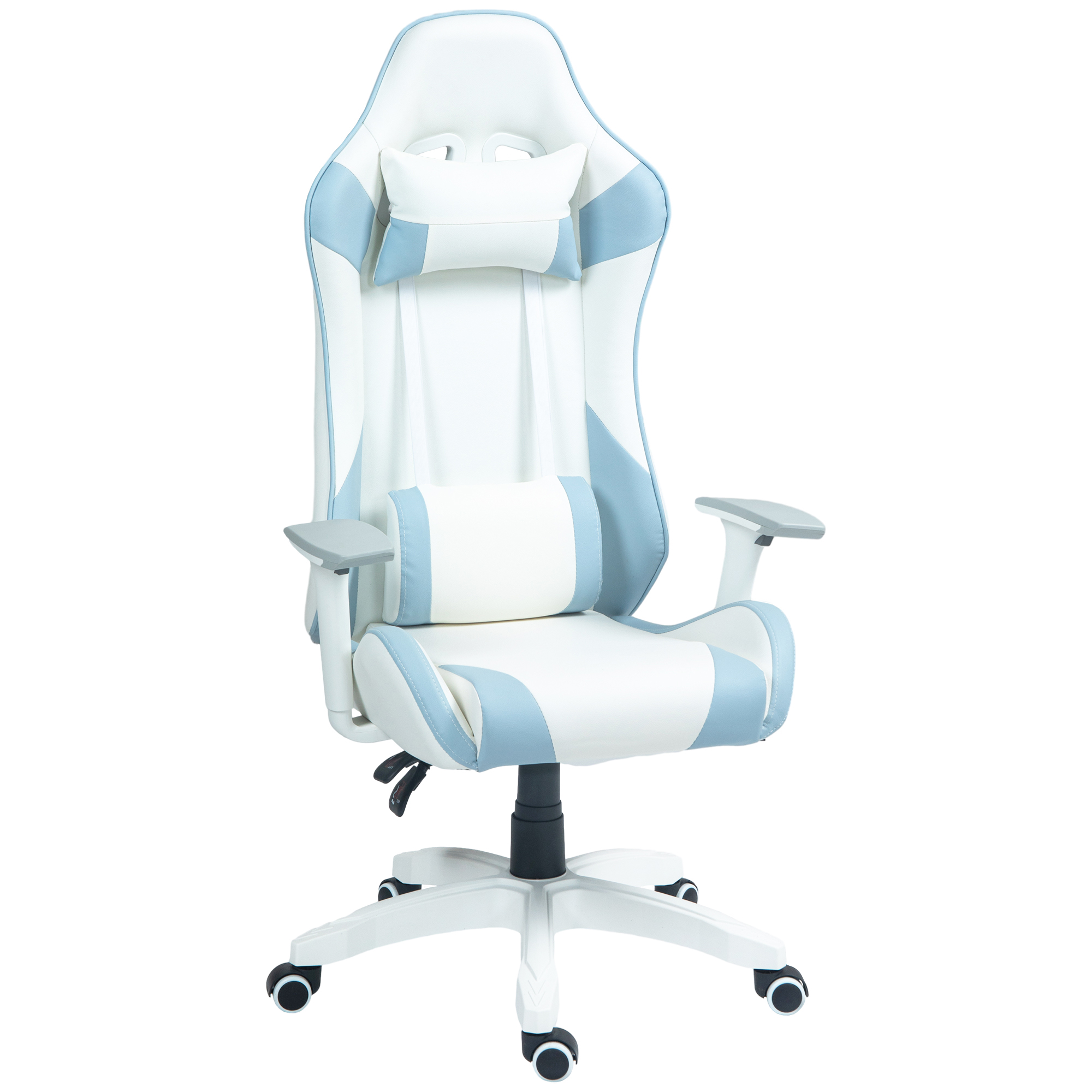 HOMCOM gaming καρέκλα ξαπλωμένη έως 135° με προσκέφαλο και οσφυϊκή υποστήριξη από συνθετικό δέρμα
