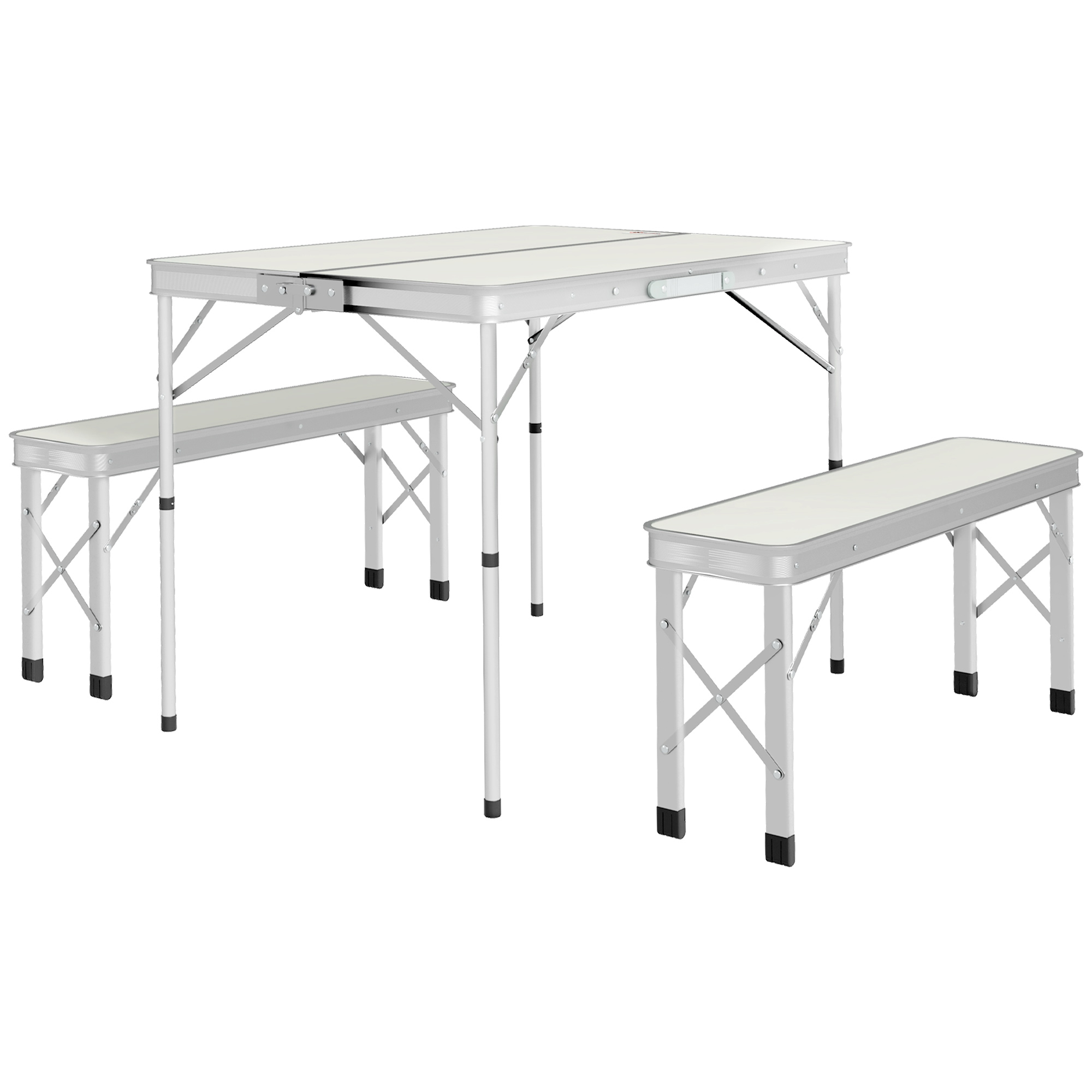 Τραπέζι πικνίκ Outsunny Πτυσσόμενο 90x62x70 cm με 2 Πάγκους εξωτερικού χώρου 86x23x40 cm