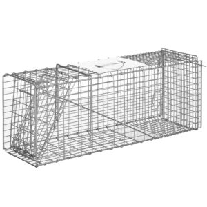 Πτυσσόμενη Μεταλλική Παγίδα - Κλουβί Ζώων με 2 Πόρτες 81 x 26 x 34.5 cm Outsunny AB0-018V01SR