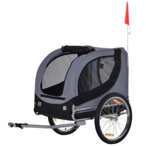 PawHut Bike Trailer για σκύλους μεσαίου μεγέθους με πλαϊνά παράθυρα και σημαία