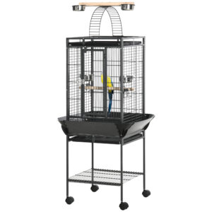 PawHut Budgie Cage with 2 Perches and Arched Ladder