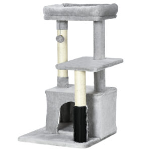 PawHut Multilevel Cat Scratching Tree with Bed and House
