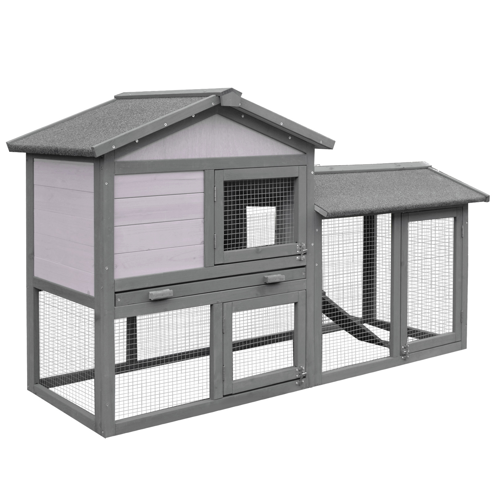 Ξύλινο Κλουβί Κουνελιών - Σπίτι Μικρών Ζώων 147 x 64 x 84 cm PawHut D51-101