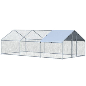 PawHut Outdoor Metal Chicken Coop με υφασμάτινο κάλυμμα Oxford