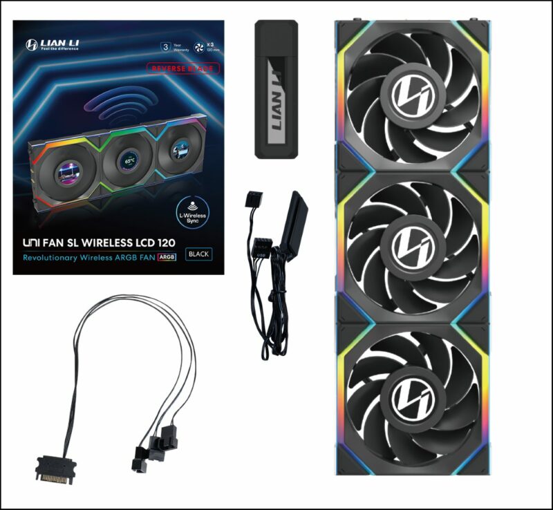 Lian Li UNIFAN SL Wireless LCD 120 -3PCS Reverse Black (Triple pack include Controller) - Case Fan - Image 8
