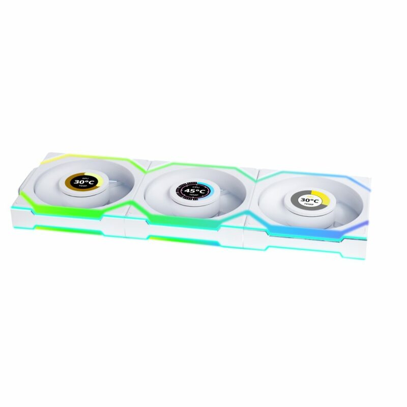 Lian Li UNIFAN SL Wireless LCD 120 -3PCS Reverse White (Triple pack include Controller) - Case Fan - Image 2
