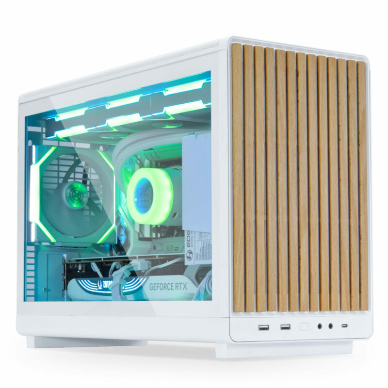 pcz-4718466017574 Lian Li DAN Case A3 Wood White - Glass Side Panel - M-ATX All Mesh Steel-Fabric PC Case from Daniel - Image 1