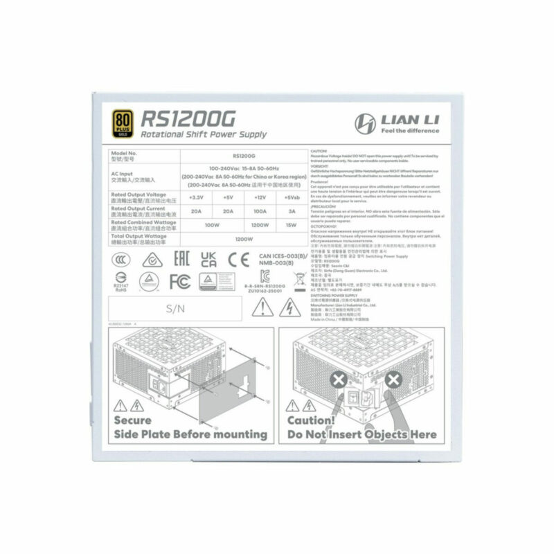 Lian Li RS1200G White - 1200 Watt 80+ Gold PSU - 12V-2x6 Colored Cable - RS Hub - Fully Modular - Image 4