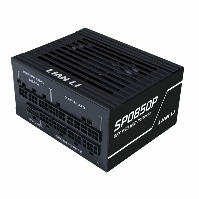 LIAN LI SP0850P Black - 850W 80+ Platinum PSU - 10 Years Warranty - 12V-2x6 - Japanese Capacitors