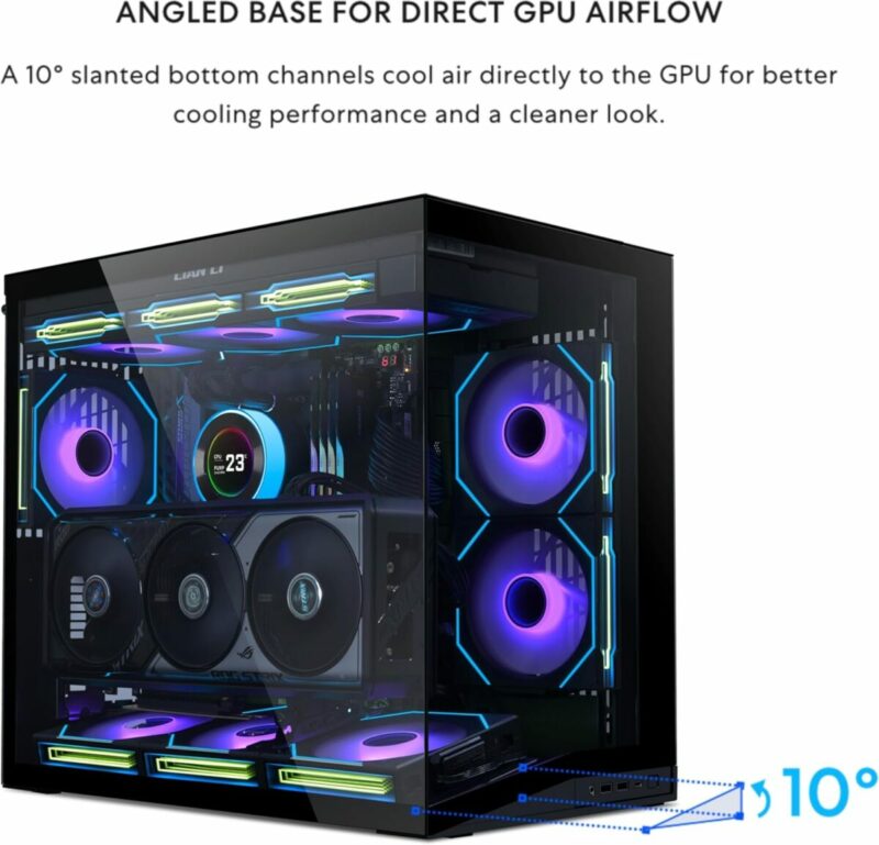 Lian Li O11D Mini V2 BLACK - ATX PC GAMING CASE - IMPROVED AIRFLOW - GPU SUPPORT BRACKET - Image 3