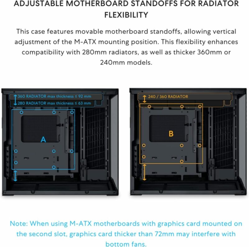 Lian Li O11D Mini V2 BLACK - ATX PC GAMING CASE - IMPROVED AIRFLOW - GPU SUPPORT BRACKET - Image 4