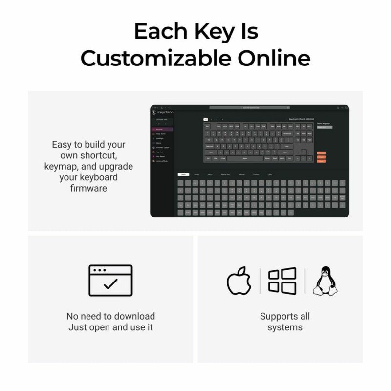 Keychron C3 Pro (C3PX-H3) QMK/VIA Mechanical Brown Switch - 8K Polling Rate Hot Swap. 80% US RGB - Image 5